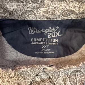Wrangler 20X competition advanced comfort size 2XTall khaki paisley snap shirt
